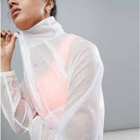 Nike Running Division Windbreaker Transparent Zip Up White Jacket - Picture 1 of 10